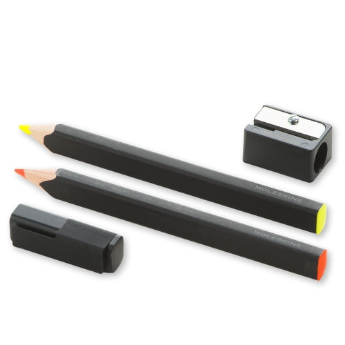Moleskine Highlighter pencil set with cap and sharpener