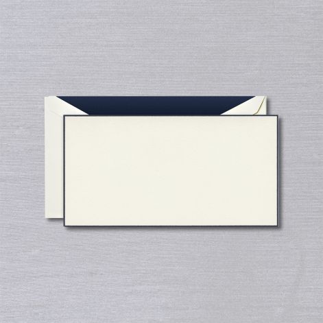 Navy Bordered Ecru Monarch Card  10 cards / 10 lined envelopes BY CRANE