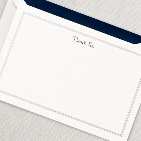 Navy Triple Hairline Thank You Card by Crane