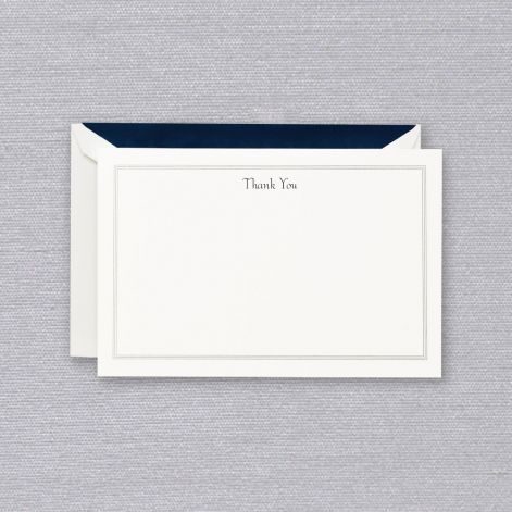Navy Triple Hairline Thank You Card by Crane