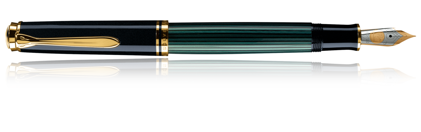 Pelikan Black and Green 14k Fountain Pen  M300 Fine Nib