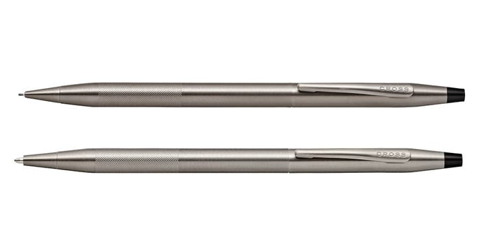 CROSS CLASSIC CENTURY TITANIUM GRAY PEN AND PENCIL SET WITH MICRO-KNURL DETAIL