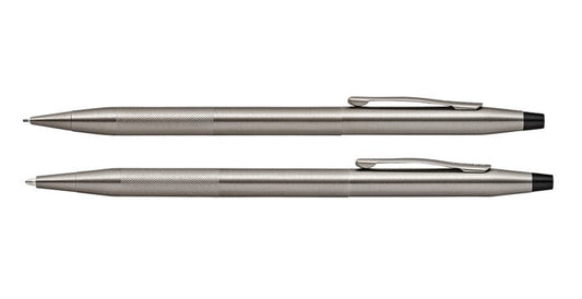 CROSS CLASSIC CENTURY TITANIUM GRAY PEN AND PENCIL SET WITH MICRO-KNURL DETAIL